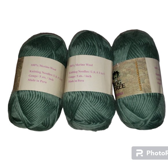 3 Skein Frog Tree 100% Merino Wool Yarn Green 137 Yds/1.75 Oz Each Knit Crochet - Picture 4 of 5